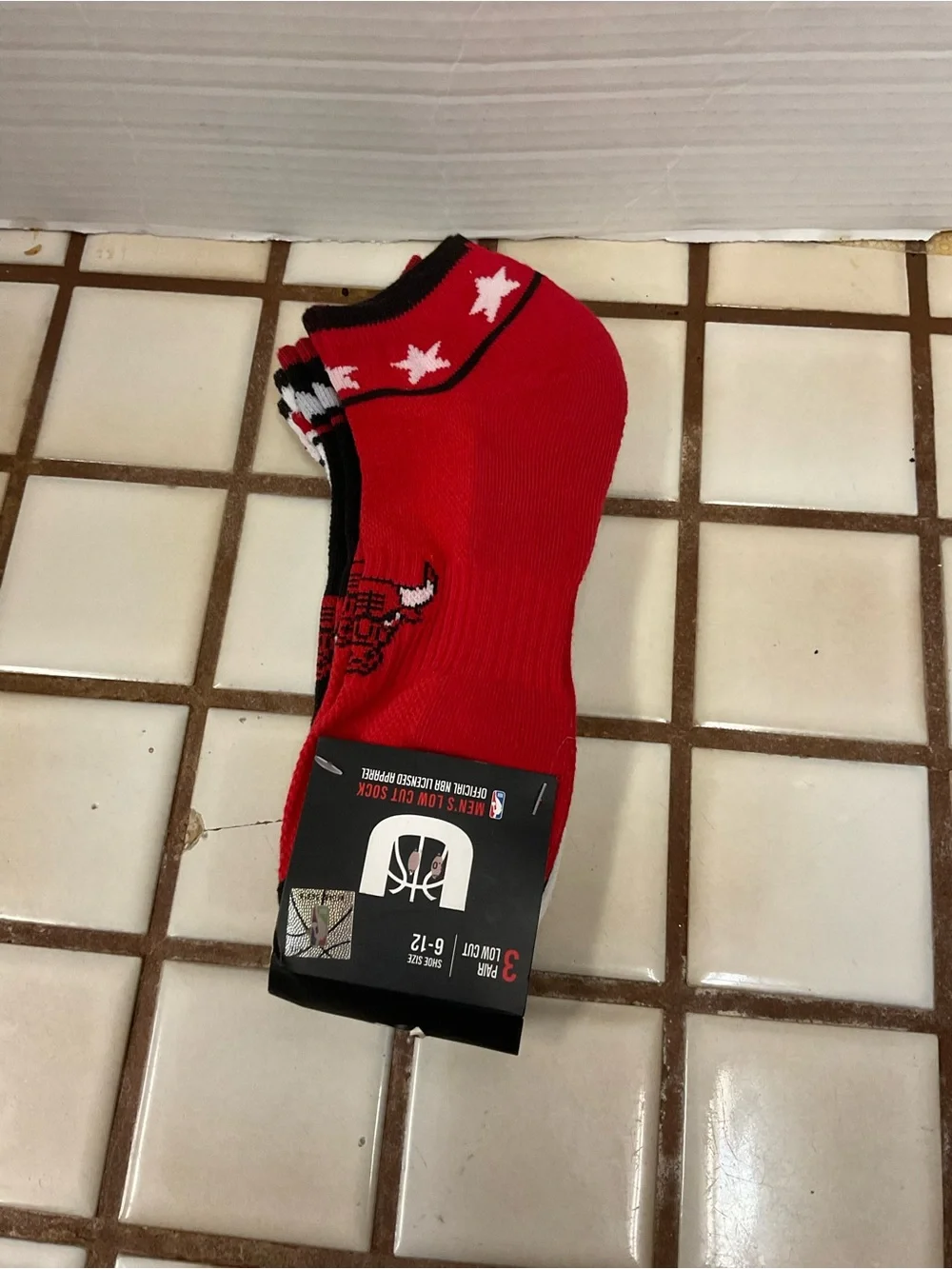 NBA Red & Black Low Cut Athletic Socks with Star Accent